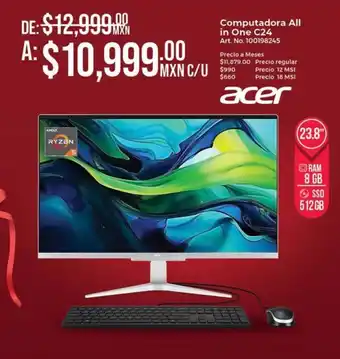 Office Depot acer Computadora All in One C24 oferta