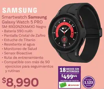 Soriana Mercado Smartwatch Samsung Galaxy Watch 5 PRO SM-R920NZKAMXO Negro oferta