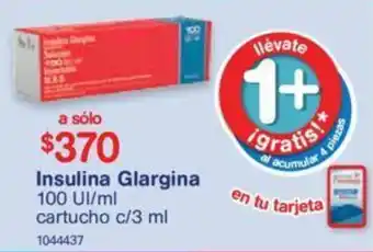 Farmacias Benavides Insulina Glargina 100 UI/ml, cartucho c/3ml oferta