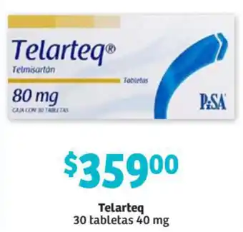 Soriana Híper Telarteq 30 Tabletas 40mg oferta