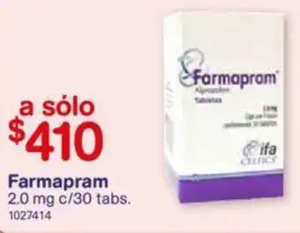 Farmacias Benavides Farmapram 2.0mg c/30 tabs oferta