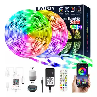 Mercado Libre Tiras De Led Wifi 20M Bylifity Luz LED RGB Inteligentes Música de Tira Luces Alexa Google Home App Control para Cuarto, Tv, B oferta