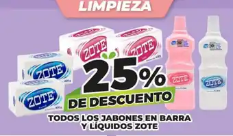 LIMPIEZA TODOS LOS JABONES EN BARRA Y LÍQUIDOS ZOTE