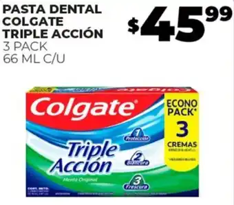 PASTA DENTAL COLGATE TRIPLE ACCIÓN 3 PACK 66ML
