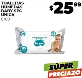 Merco TOALLITAS HÚMEDAS BABY SEC ÚNICA C/80 oferta