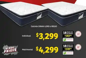 Soriana Mercado Colchón DINAH LORD o REGIO Individual oferta