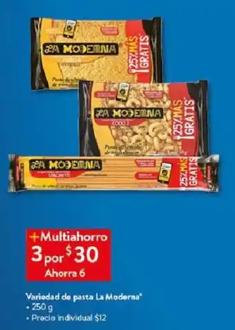 Walmart Variedad de pasta La Moderna 3x250g oferta