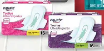 Walmart Toallas femeninas Equato ultradelgada con alas 16 pzas oferta