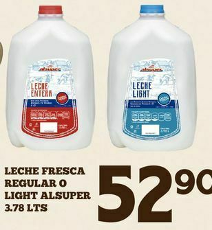Alsuper Leche fresca alsuper regular o light 3.78 lts oferta