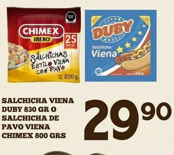 Alsuper Salchicha viena chimex 800 gr oferta