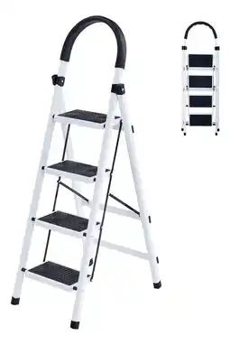 Escalera De Acero Tubular Tipo Tijera Plegable Con 4 Escalones Antideslizantes Altura Total De 132 Cm Khep4 Kingshouse