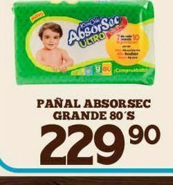 Alsuper Pañales kleenbebé absorsec grande 80's oferta