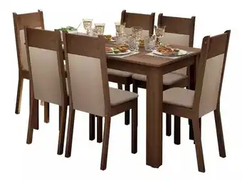 Mercado Libre Juego de comedor Madesa Color marrón con 6 sillas mesa de 75cm de largo máximo x 136cm de ancho x 76cm de alto oferta