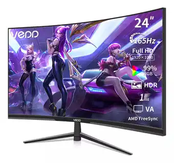 Mercado Libre Monitor Gamer Curvo VEDD CPA0162 24 Pulgadas Pantalla Computadoras Monitor 165hz FHD 1ms oferta