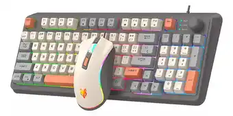 Kit de teclado y mouse gamer Free Wolf K820 Español Latinoamérica teclado negro y mouse blanco