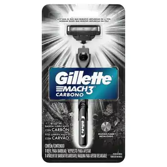 Farmacia San Pablo Gillette Mach 3 Carbono Máquina para Afeitar Recargable + Respuesto oferta