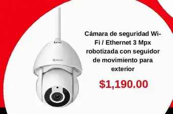 Cámara de seguridad Wi- Fi/ Ethernet 3 Mpx robotizada con seguidor de movimiento para exterior