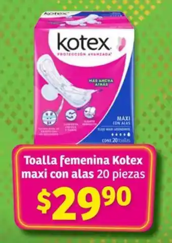 Soriana Híper Toalla femenina Kotex maxi con alas 20 piezas oferta