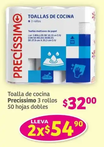 Soriana Híper Toalla de cocina Precíssimo 3 rollos 50 hojas dobles oferta