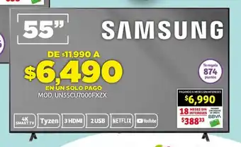 Soriana Híper SAMSUNG MOD. UN55CU7000FXZX oferta