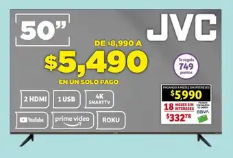 Soriana Híper JVC SMART TV 50" oferta