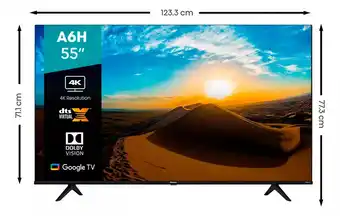 Mercado Libre Pantalla Hisense 55'' 4k Uhd Google Tv 60hz Dolby Vision Hdr oferta