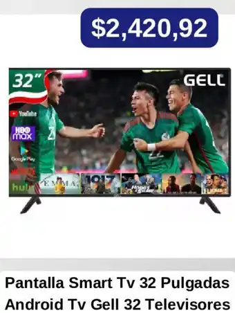 Mercado Libre Pantalla Smart Tv 32 Pulgadas Android Tv Gell 32 Televisores oferta