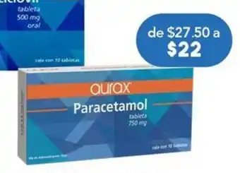 Farmacia San Pablo Aurax Paracetamol 750mg 10 tabletas oferta