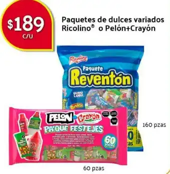 Paquete de Dulces Variados Ricolino o Pelón+Crayón 160 pzas
