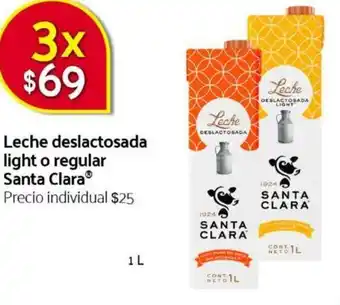 Leche Deslactosada Light o Regular Santa Clara 1L