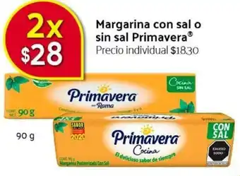 Walmart Express Margarina con Sal o Sin Sal Primavera 90g oferta