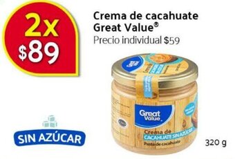 Walmart Express Crema de Cacahuate Great Value 320g oferta