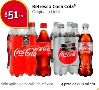Refresco Coca Cola 4 pzas de 600ml