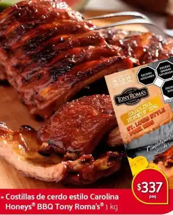 Walmart Express Costillas de Cerdo Estilo Carolina Honeys BBQ Tony Roma's oferta