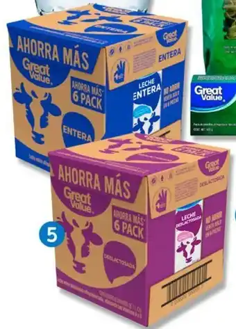 Leche Deslactosada o Entera Great Value 1L