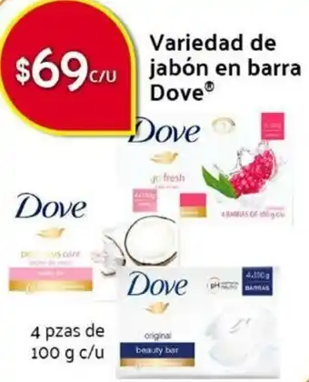Variedad de Jabón en Barra Dove 4 pzas 100g