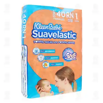 Farmacias Guadalajara Pañales para Bebé KleenBebé Suavelastic Etapa 1 Talla RN, 40 pzas oferta