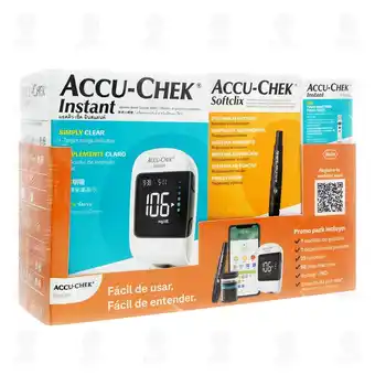 Farmacias Guadalajara Pack Accu-Check Instant 1 Medidor de Glucosa + 1 Dispositivo de punción + 50 Tiras Reactivas, 3 pzas oferta