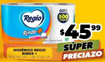 Merco HIGIÉNICO REGIO RINDE + 500 HOJAS C/6 ROLLOS oferta