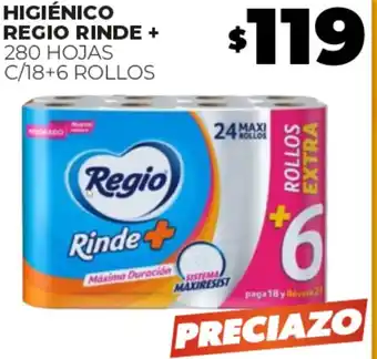 Merco HIGIÉNICO REGIO RINDE + 280 HOJAS C/18+6 ROLLOS oferta