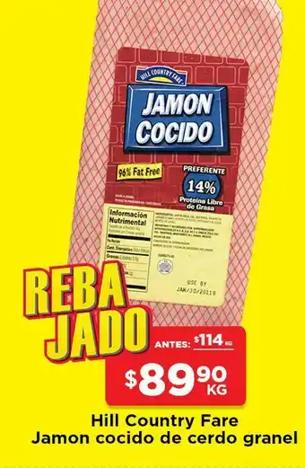 HEB Hill country fare jamón cocido de cerdo granel oferta