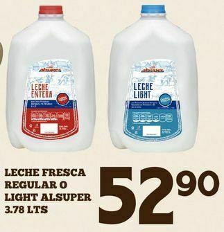 Alsuper Leche fresca alsuper regular o light 3.78 lts oferta