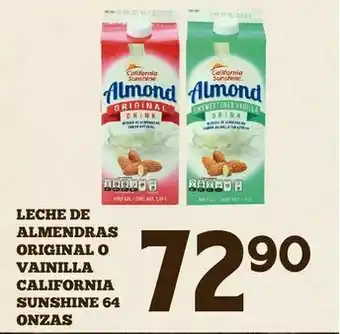 Alsuper Leche de almendras california sunshine 64 onzas oferta