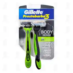 Farmacias Guadalajara Máquinas para Afeitar Desechables Gillette Prestobarba3 Body Sense, 2 pzas oferta