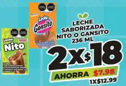 LECHE SABORIZADA NITO O GANSITO 2x236ML