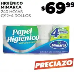 Merco HIGIÉNICO MIMARCA 240 HOJAS | C/12+4 ROLLOS oferta
