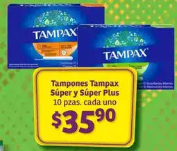 Tampones Tampax Súper y Súper Plus 10 pzas