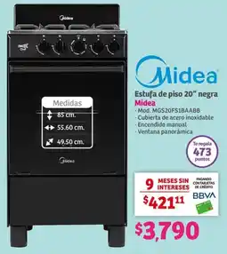 Soriana Mercado Midea Estufa de piso 20" negra Midea oferta