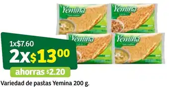 Soriana Súper Variedad de pastas Yemina 200g oferta