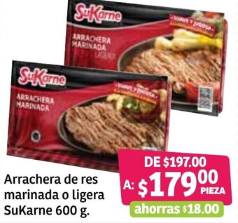 Soriana Híper Arrachera de res marinada o ligera SuKarne 600g oferta